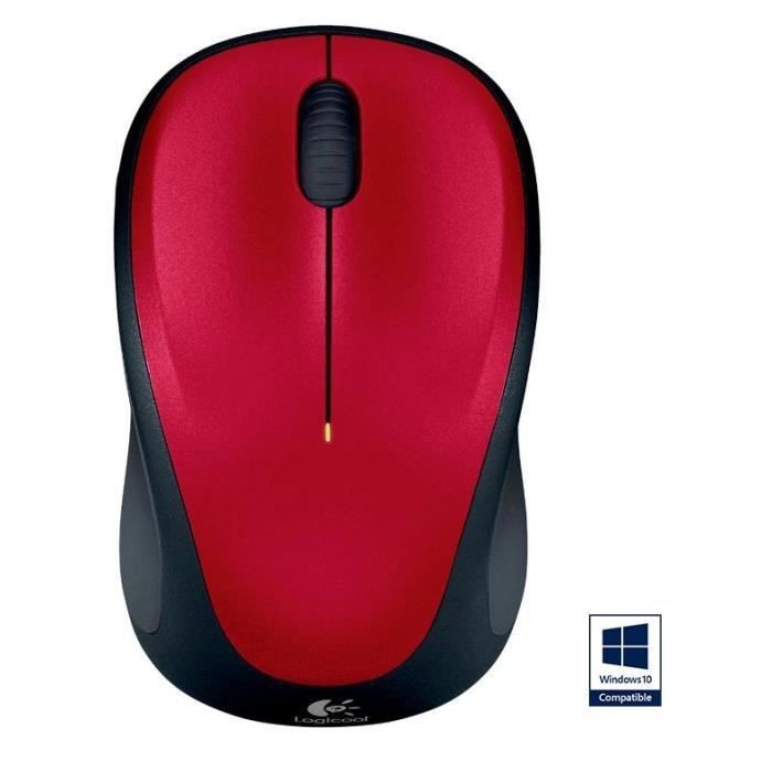 Souris sans fil LOGITECH M235 rouge compacte pour le télétravail et les voyages