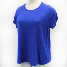 Eileen Fisher Plus Bright Blue 100 Linen Crew Neck Bat Sleeve T-Shirt Top 3X