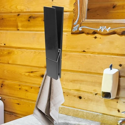 En bois Grande Pince à linge de toilette Support de vêtements de vêtements - Photo 1/4