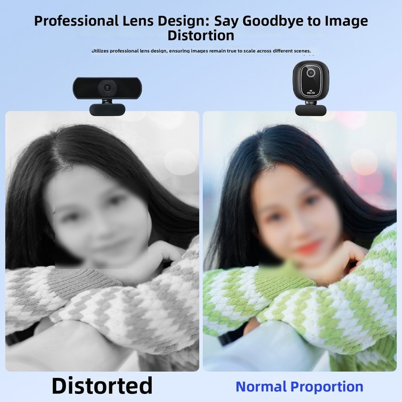 Black 4K USB Webcam with Slide Cover for Video Calls Streaming Conferencing