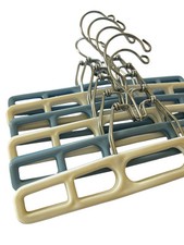 VTG 80s 90s Lot Of 6 Plastic Metal Light Blue White Clamp Pants Skirt Hangers