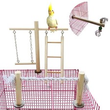 PINVNBY Bird Playground, Wood Parrot Play Gym Stand Perch Bird Cage Accessori...