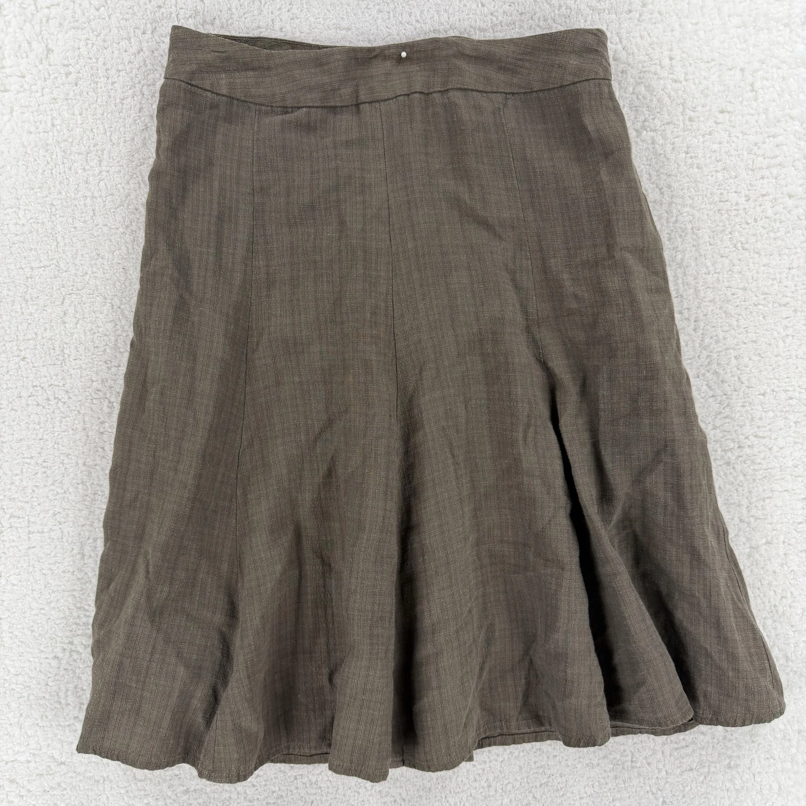 Eileen Fisher Skirt Womens Petite PP Brown A Line Linen Knee Length Lightweight