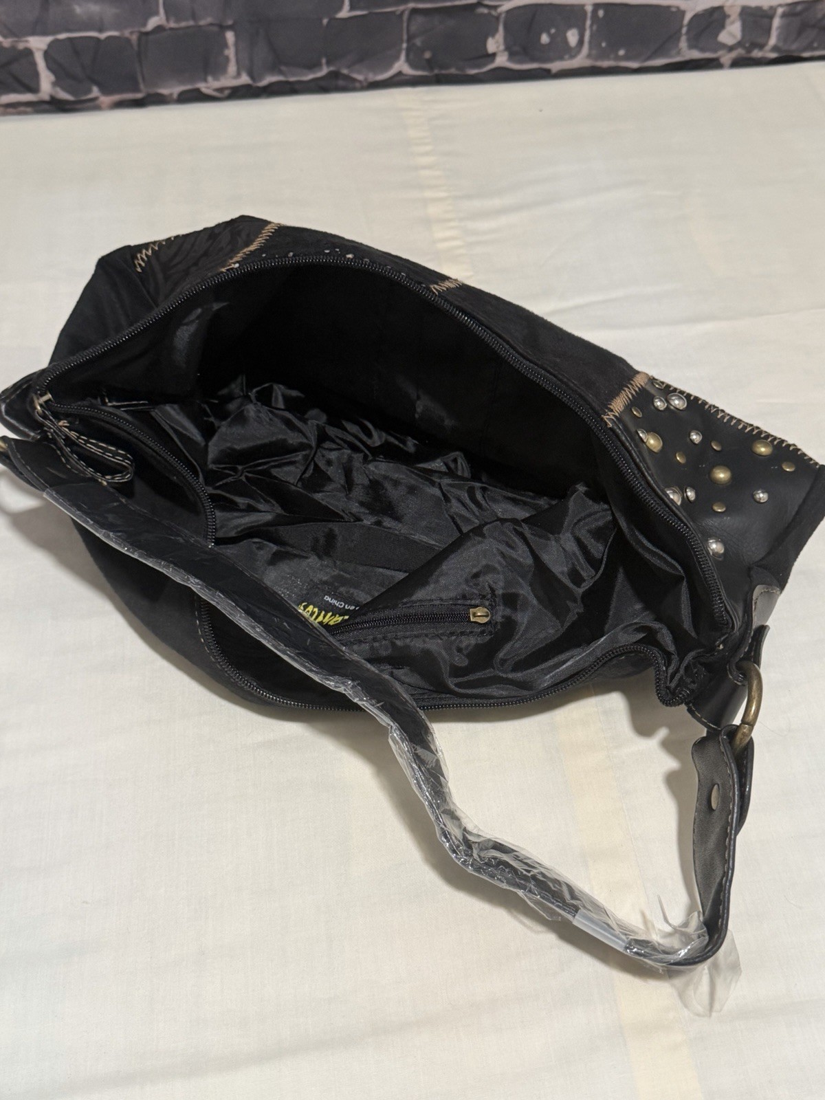 Blatanitos Patchwork Studded Shoulder Bag Black F… - image 9