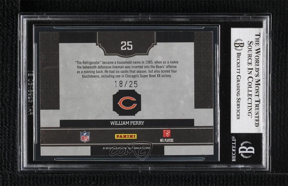 BAS 2010 Classics Classic Singles Platinum /25 William Perry #25 BGS Authentic - Image 2 of 2