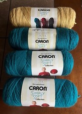 Lot of 4 Caron Simply Soft Yarn 6oz /315 yds - Acrylic Mixed Colors