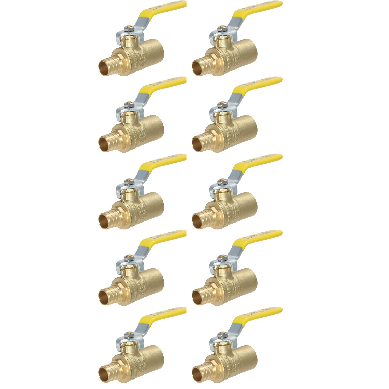 10 Pack XFITTING 3/4" PEX-B Sweat Ball Valve, Lead Free Brass, Full Port