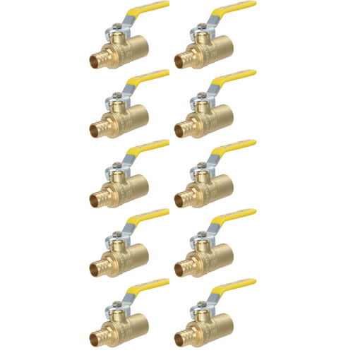 10 Pack XFITTING 3/4" PEX-B Sweat Ball Valve, Lead Free Brass, Full Port