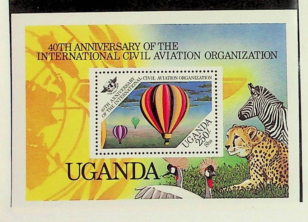 UGANDA Sc 426 NH SOUVENIR SHEET OF 1984 - BALLOONS - ANIMALS - (DLM34)