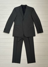 Z Zegna Drop 7 Slim Fit Wool US Size 40R Suit Set 2 Piece Plaid Gray