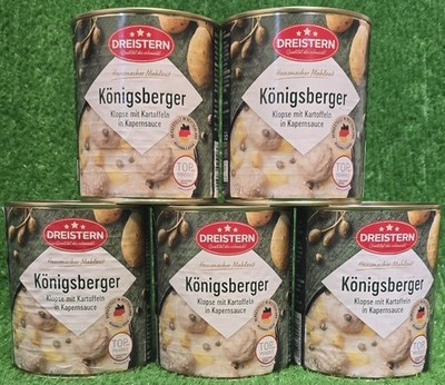 (7,12 /L) 5x Dreistern Königsberger Klopse Kapernsauce 800g Fertiggericht Vers0 