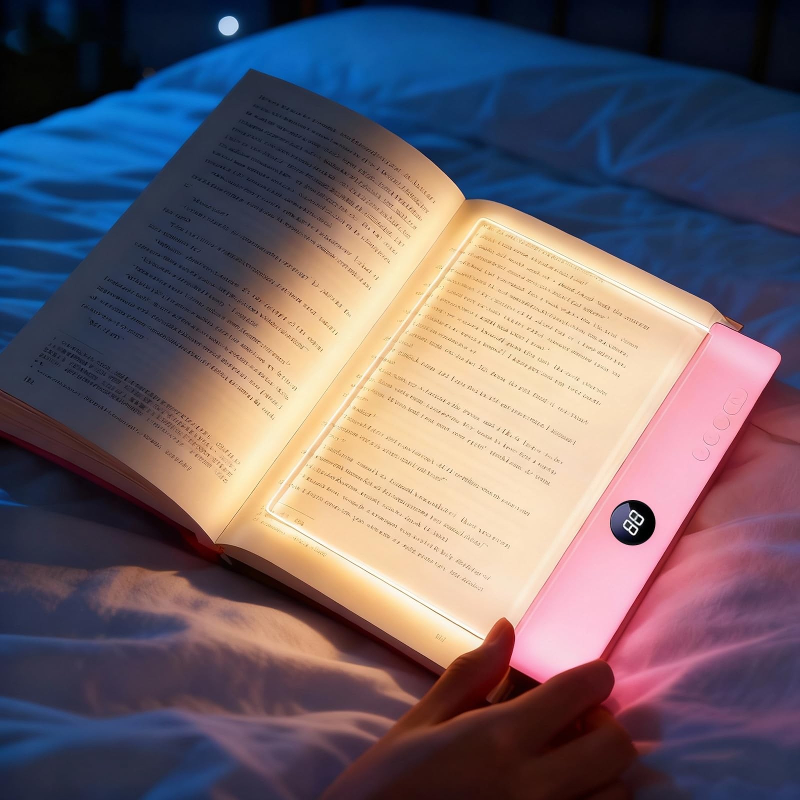 Book Light for Reading in Bed at Night, Rechargeable Smart LED Flat Book Ligh...