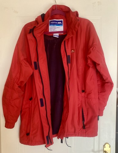 Ladies Size M Trespass Microfibre Waterproof Jacket Pink Navy Soft Outer Fabric