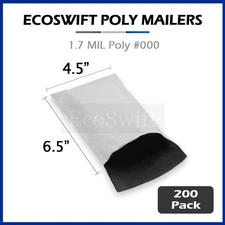 200 - 6.5 x 4.5 EcoSwift Small Poly Mailers Shipping Envelopes Self Seal Bags