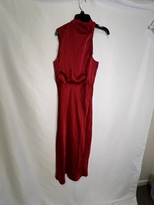 Lulus Dublin Asymmetrical Neck red Midi Dress NWT sz S