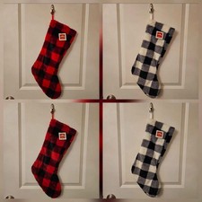 Buffalo plaid Christmas stocking red black white black Lot of 4 New