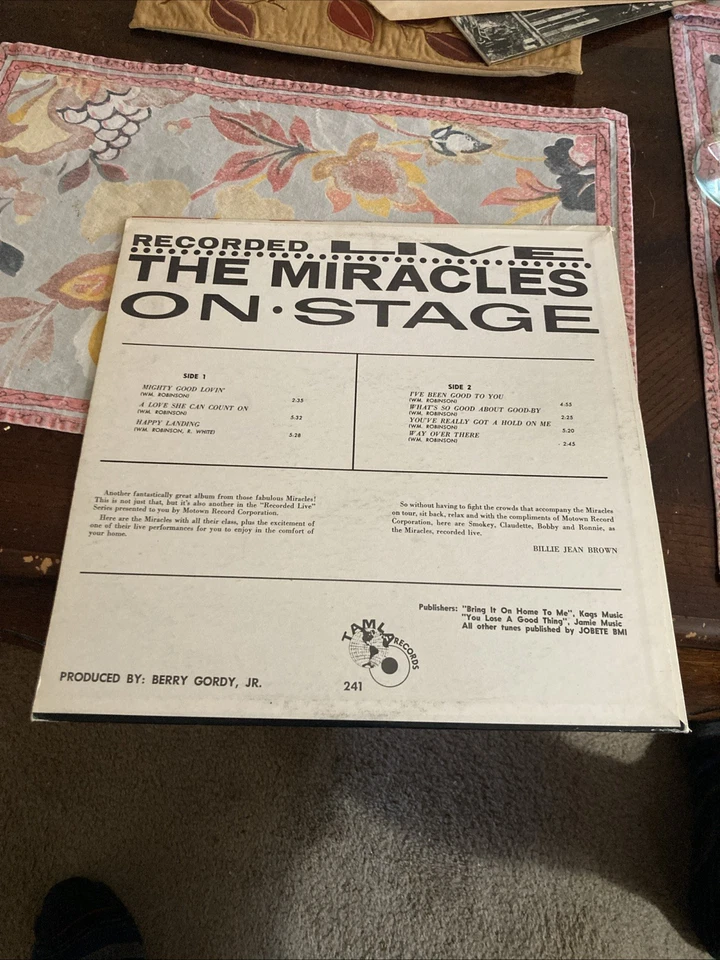 The Miracles: Recorded Live On Stage, Tamla TM-241, 1962, VG - Image 2 of 4