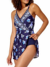 NWT Lands End Tulip Wrap Swim Dress One Piece Swimsuit P1