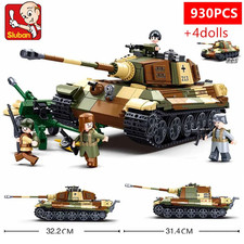 WW2 German Army Tiger King Heavy Tank Building Blocks LandForce Military 930PCS