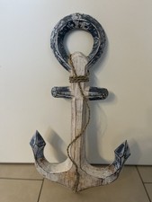 Deko Holz Anker Wandhänger Retro ws/bl gewischt maritime Dekoration Höhe 45 cm