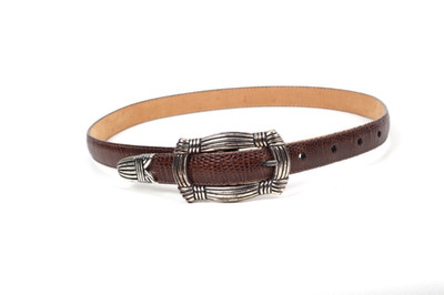 Vintage Brown Skinny Leather Belt Minimalist Classic Chic Boho Women Size M