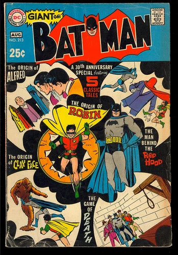 Batman #213 Unrestored Silver Age Superhero Vintage DC Comic 1969 GD+