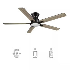 Essex 52 In. Integrated LED Indoor/Outdoor Black Smart Ceiling Fan with Light an