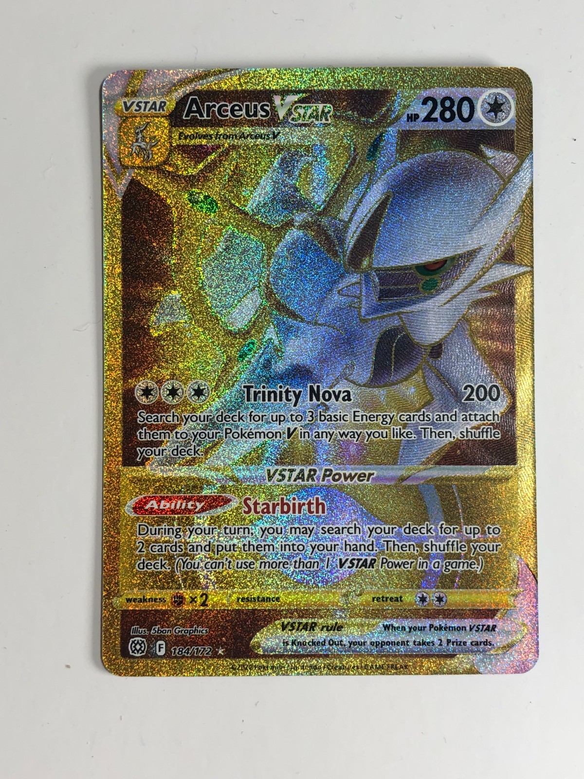 Pokemon TCG Brilliant Stars Gold Secret Rare Arceus VSTAR 184/172 Near Mint 