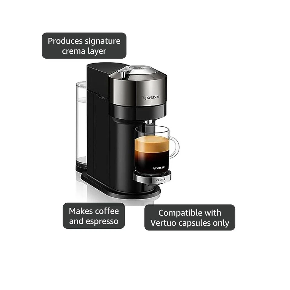 NEW Nespresso Vertuo Next Deluxe Coffee and Espresso Machine De'Longhi, Chrome - Image 3 of 4