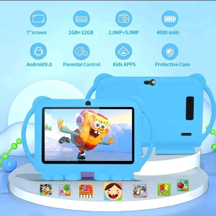 Kids Tablet 7 Inch, Android, 3GB+32GB Storage, Bundle, WIFI, Free Case T7 Gifts - Image 3 of 4