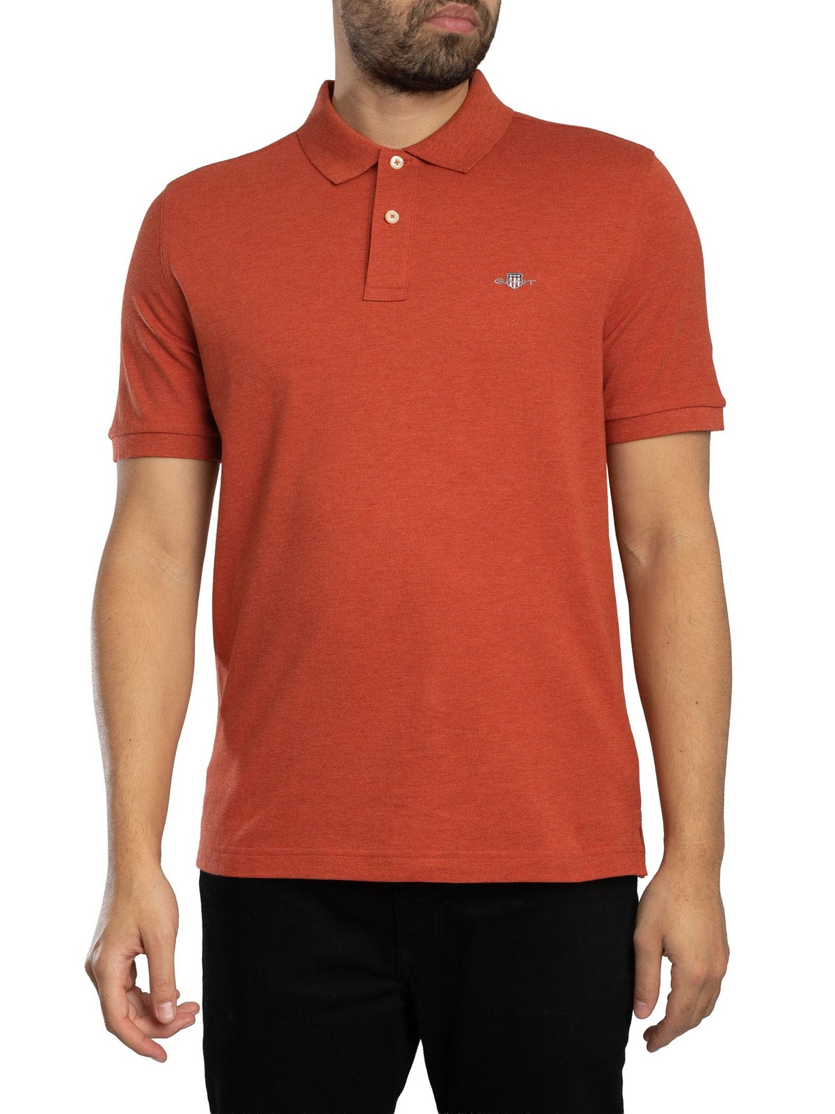 GANT Regular Shield Pique Polo Shirt, Iron Red Melange - M