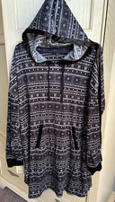 Simply Vera Wang Hoodie NightGown-Women's Size XL  BLACK & WHITE Soft New