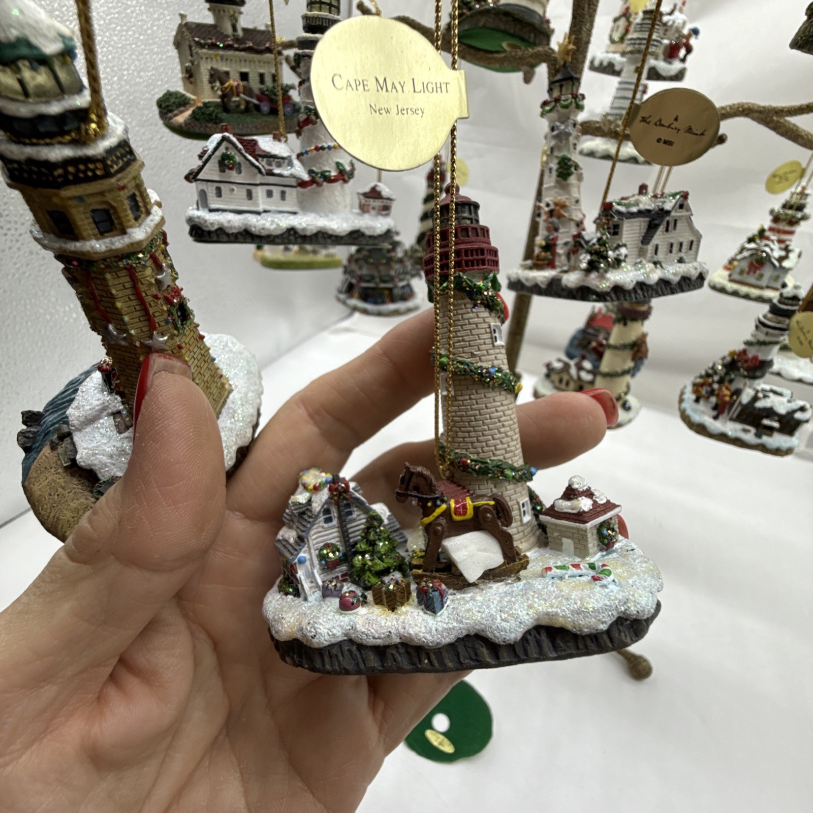 Danbury LIGHTHOUSE Hanging Christmas Tree Ornaments WBOX Lot of 24 Original Tags