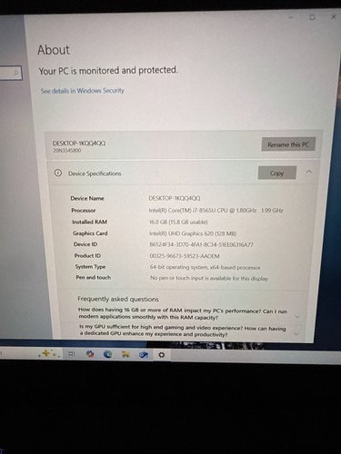 Lenovo ThinkPad T490 14" 256 Go SSD, Intel Core i7 8e génération, 16 Go) W10 - Photo 4/5
