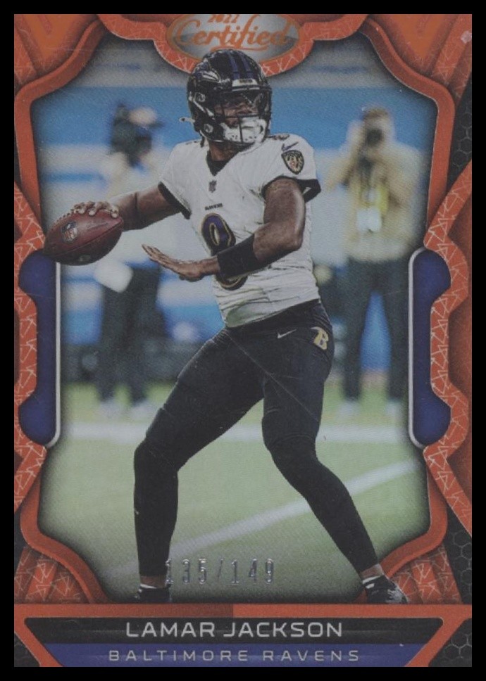2022 Panini Certified #6 Lamar Jackson Mirror Orange #/149