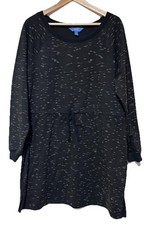 Simply Vera Vera Wang Black Gray Sweater Dress Drawstring Waist Women's XL
