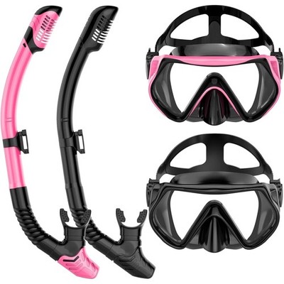 2 Set Snorkeling Gear for Adults, Dry-Top Snorkel Set Scuba Diving mask
