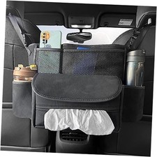 Car Suede Seat Organizer High-capacity Seat Back Pouch Central Storage Black