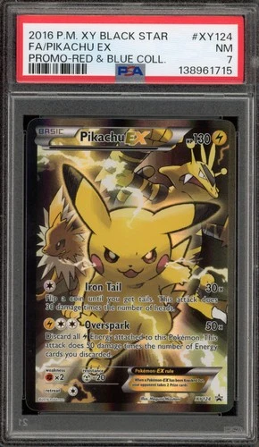 Pokemon Pikachu EX Red & Blue Coll. Black Star Full Art Promo XY124 PSA 7