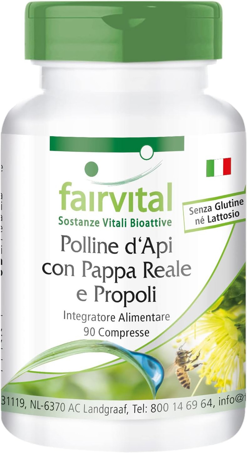 Polline d'Api con Pappa Reale e Propoli | 90 Compresse Alto Dosaggio