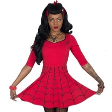 Kreepsville Spiderweb Red Skater Dress NWT