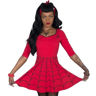 Kreepsville Spiderweb Red Skater Dress NWT