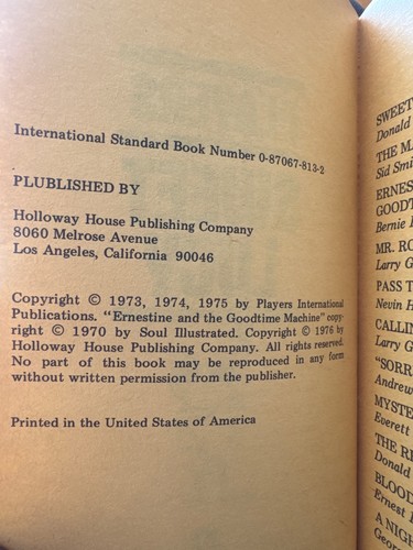 Players Special "Sweet Lucy" 1976 Holloway House Black Authors PB Book - Picture 3 of 3