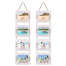DLQuarts 5x7 Hanging Collage Picture Frames Wall Decor, 4-Opening 5x7 Matted to