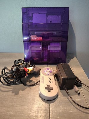Super Nintendo Entertainment System New Clear Purple Shell Console, Controller +