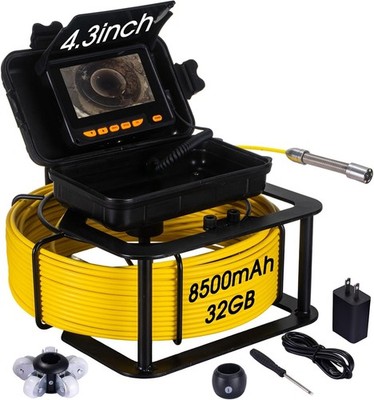 100ft Sewer Camera, HD 4.3in Screen, Waterproof IP68, 32GB DVR, For Pipes 0.7''