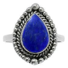 Premium Lapis Lazuli Ring 925 Sterling Silver Size 8 Natural Afghanistan Gem