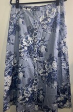 Lauren Ralph Lauren Sz 12/L Blue Cotton Floral Button Front Maxi Skirt Coastal