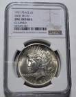 1921 HIGH RELIEF PEACE $1 Dollar Silver Coin ~ NGC Cert Unc Dets ~Lite Obv Clean