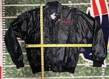 Vtg MVP Bomber Sears Auto Logo Men's Medium Black Nylon Windbreaker Full Zip
